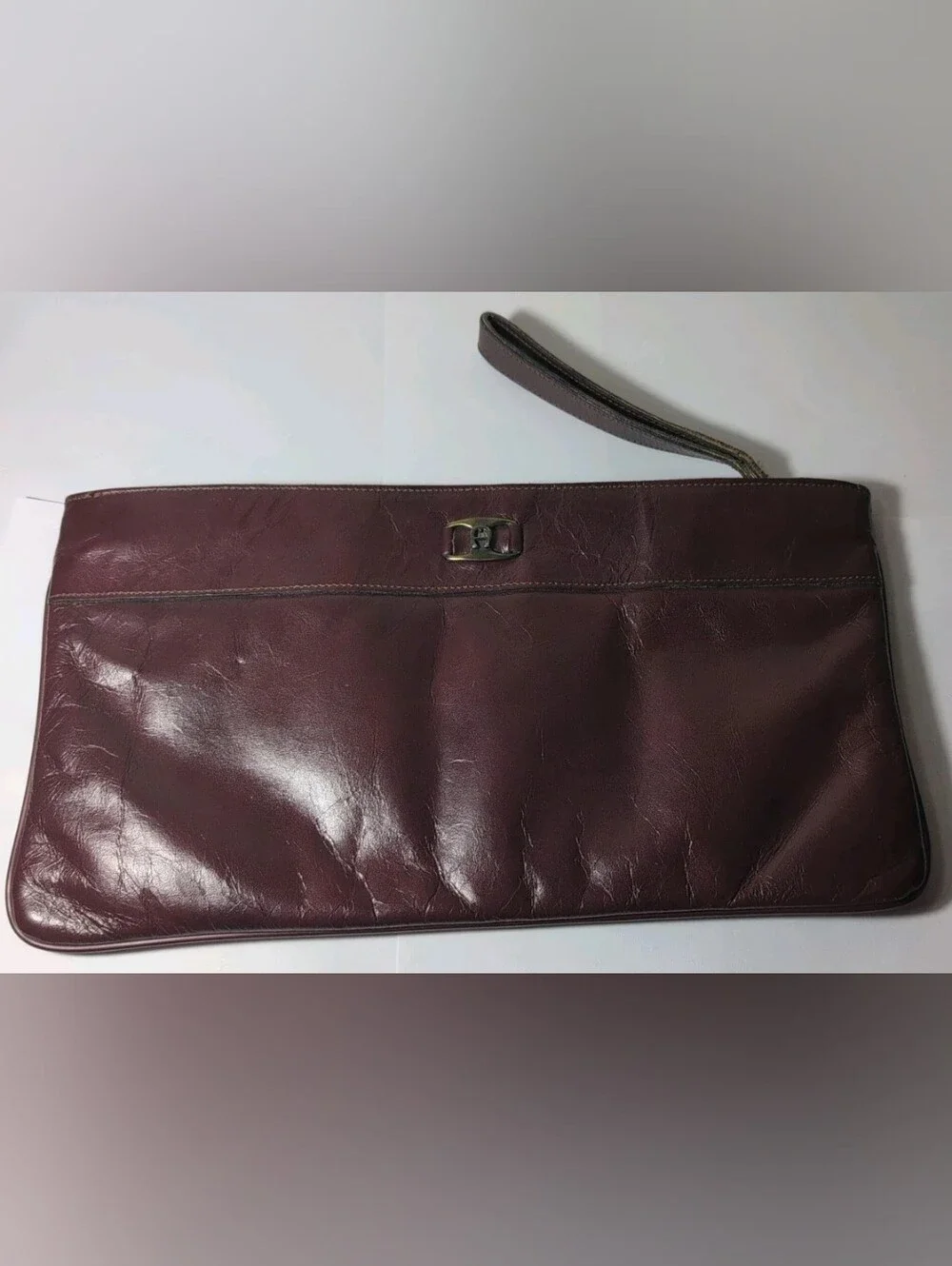 Eitenne Aigner Deep Burgundy Leather Clutch Purse